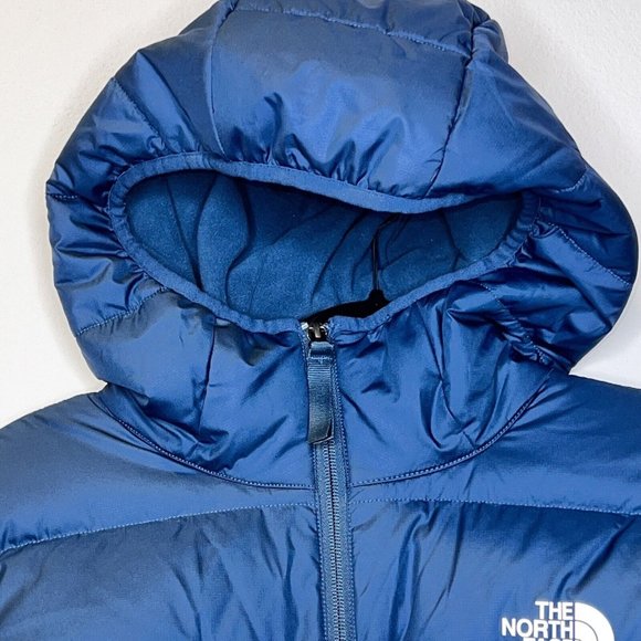 The North Face Alpz Luxe Down Puffer Coat Jacket Storm Blue Mens Hooded Sz Large - Picture 8 of 8